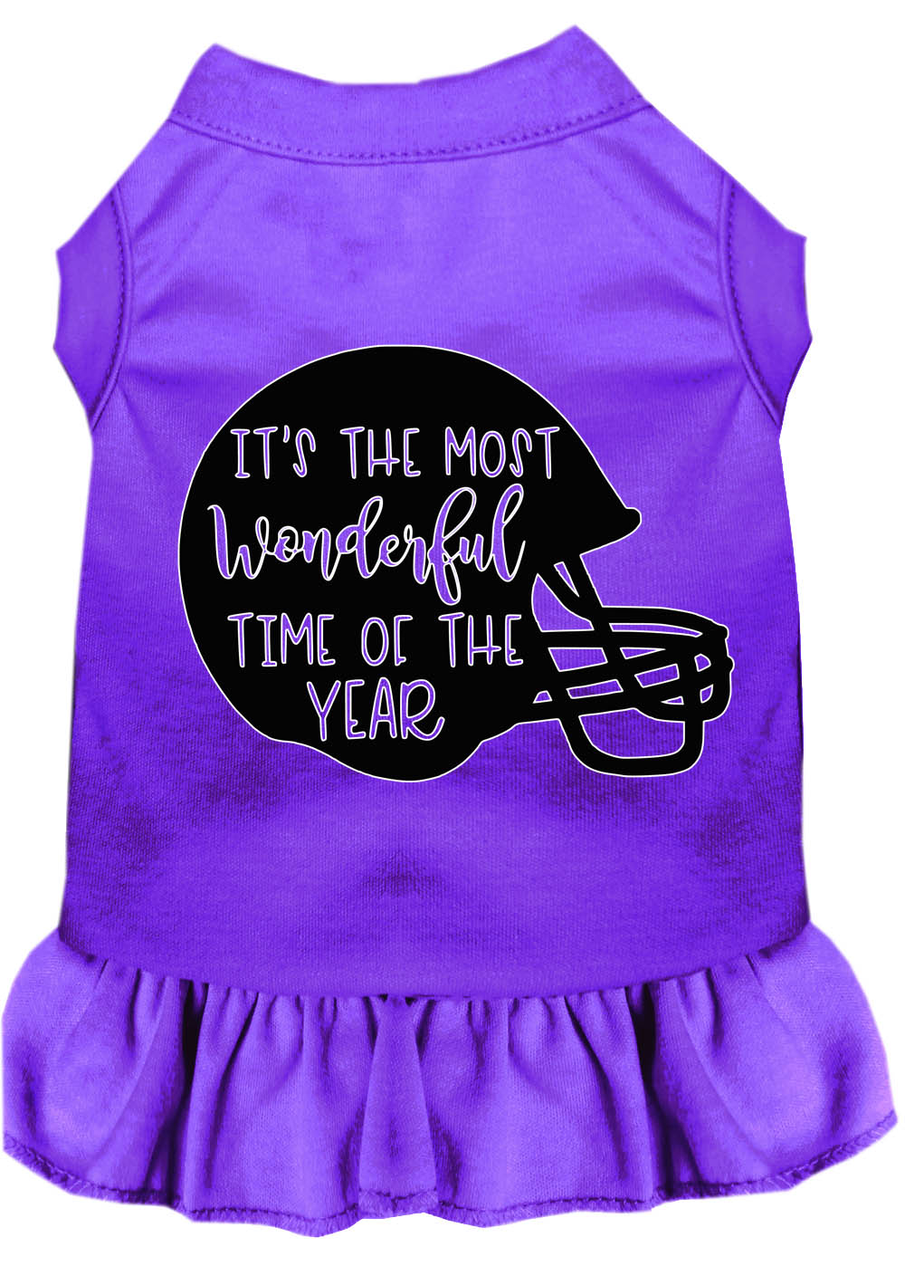 Most Wonderful Time of the Year (Football) Screen Print Dog Dress Purple Med